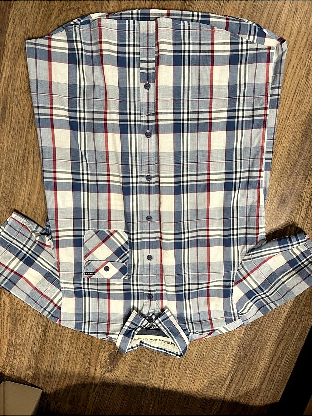 O'Neill Classic Fit Plaid Button Down Shirt in Blue white & red.